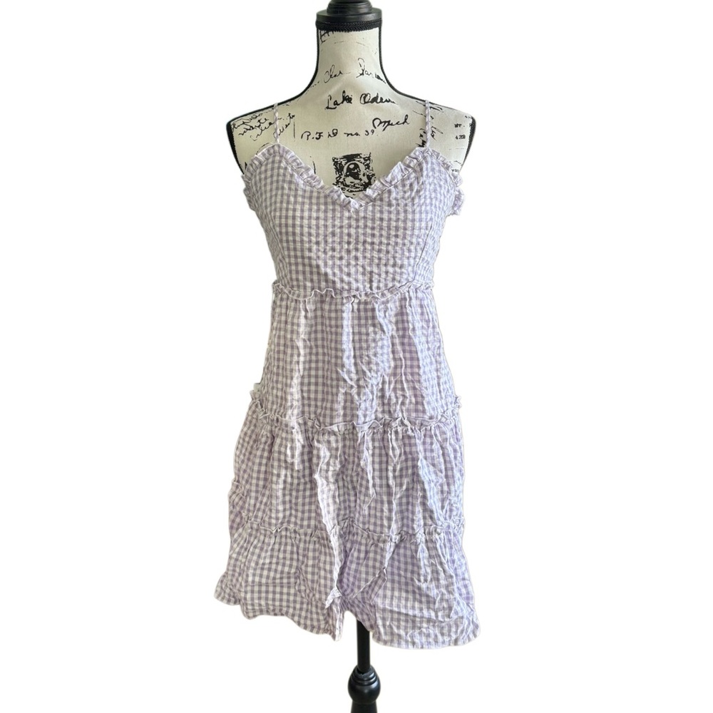 Love Tree Gingham Smocked Tiered Mini Dress